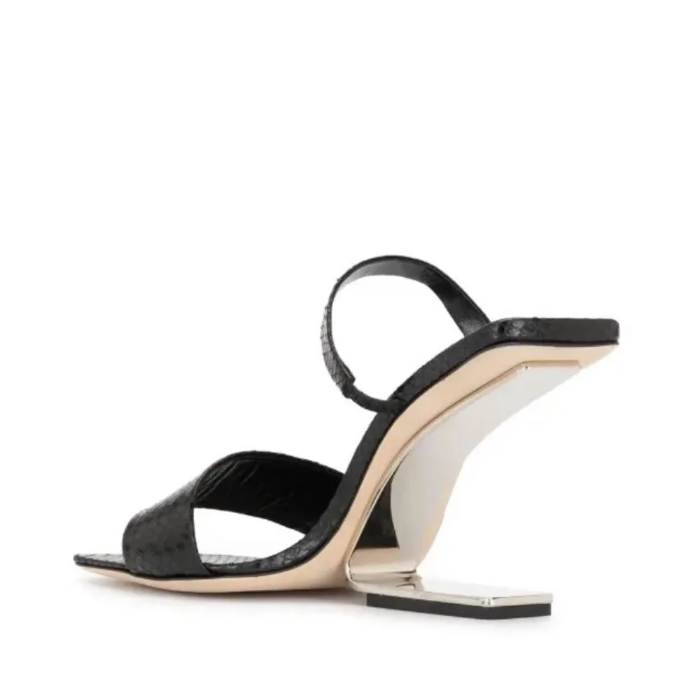 Cult Gaia BLACK Rene Cut-Out Heel Sandals, x Revolve, New, Size 37